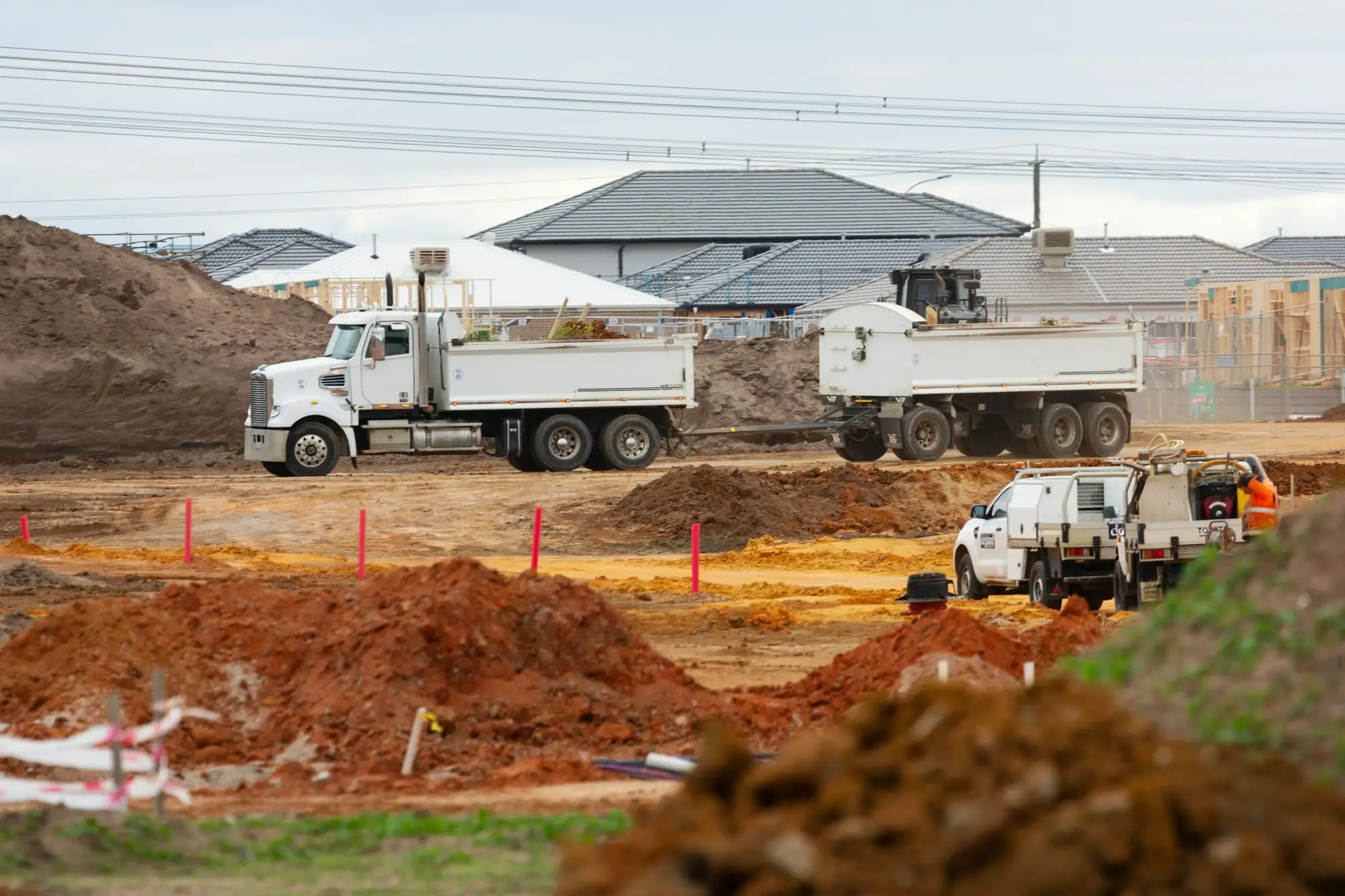 Earthworks underway on a small residential subdivision in Australia