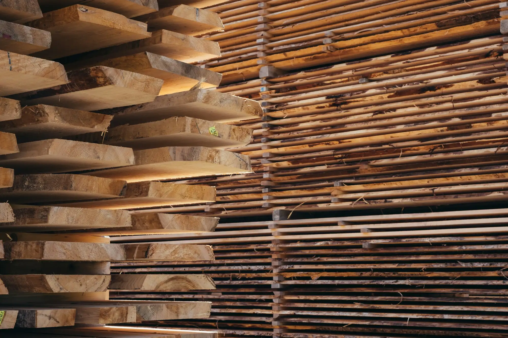 Stack of timber building materials ready for delivery to site